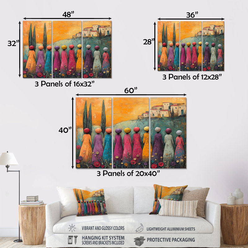 «Morocco Pink Vibrant Souk Scenes - Morocco Pottery», ensemble de reproduction d'art mural, Métal métal