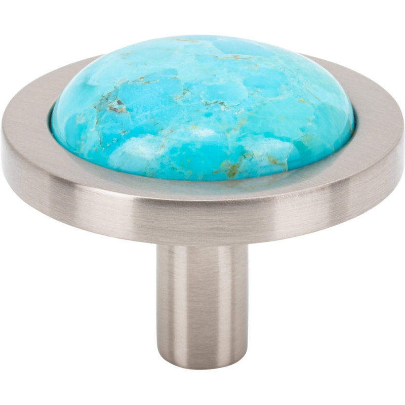 Firesky Diameter Knob, Mohave Turquoise, Brushed Satin Nickel