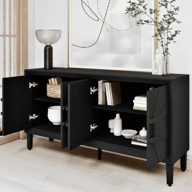 Charming Rustic Farmhouse Storage Cabinet with Innovative Design and Versatile Use, Black