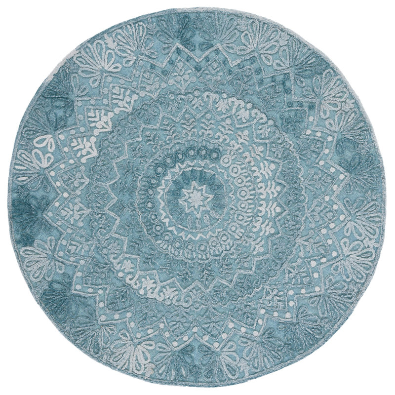 Stephnie Hand Tufted Performance Geometric Rug, Round 6'