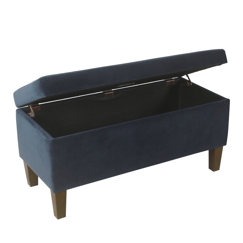 Banc de rangement rembourré Donnie, Velours bleu marine, Velours bleu marine