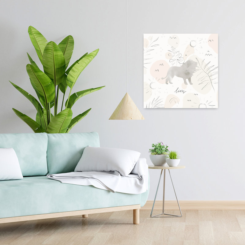 Art contemporain abstrait lion, H 24 po x l 24 po