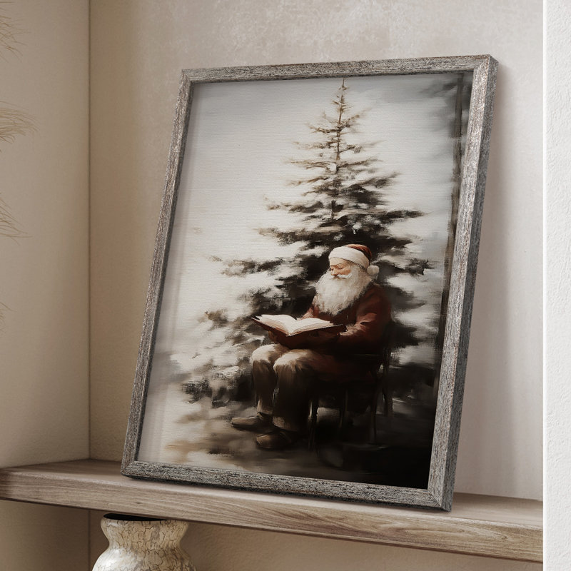 «Christmas Holiday Art - Series 2-XLV III», reproduction d'art encadrée - bois massif XMAI81826, H 21 po x l 17 po