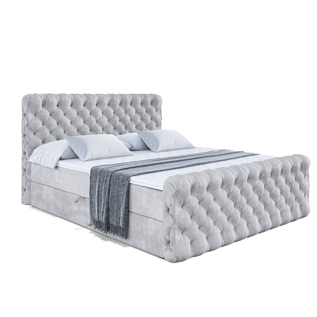 Boxspringbett mit Bettkasten und Topper