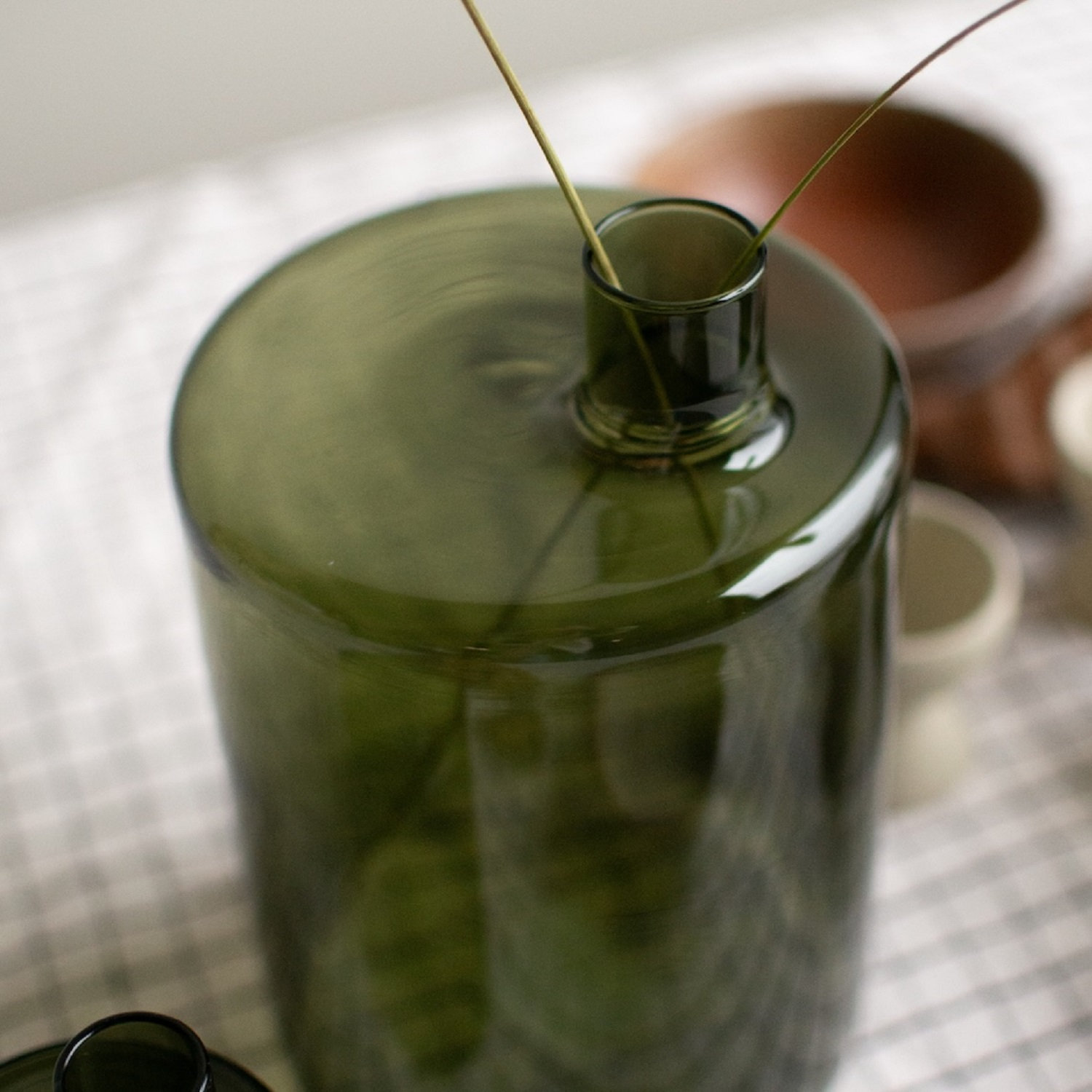Vara Ceramic Table Vase, Green, 8"H x 5"W x 5"D