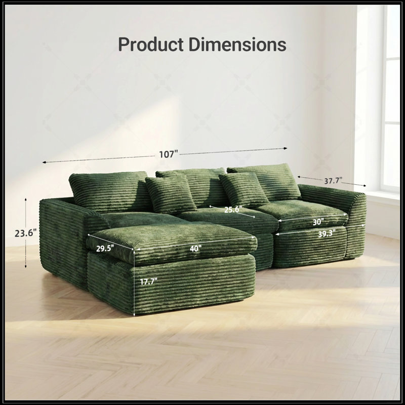 Canapé en éponge haute résilience avec coussins de nuage à double couche, configurations multiples, aucune installation requise
