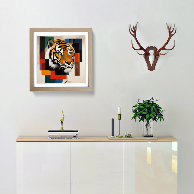 Tiger Suprematism No.1 - Framed Print, Oak