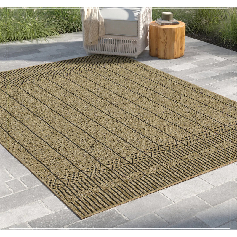 Tapis intérieur / extérieur en jute / noir, Rectangle 7 pi 10 po x 10 pi 3 po