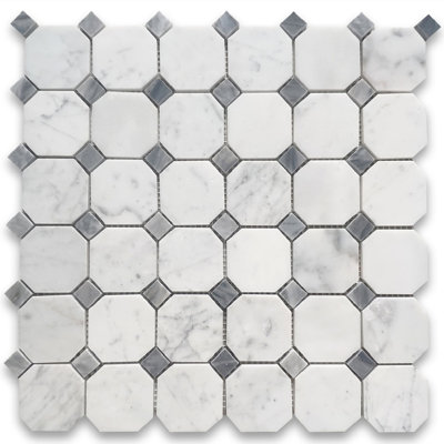 12" x 12" Marble Octagon and Dot Mosaic Wall & Floor Tile