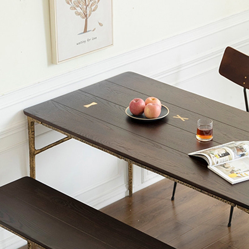 Table de salle à manger Vintage, H 29,92 po x L 78,74 po x l 31,49 po, Doré