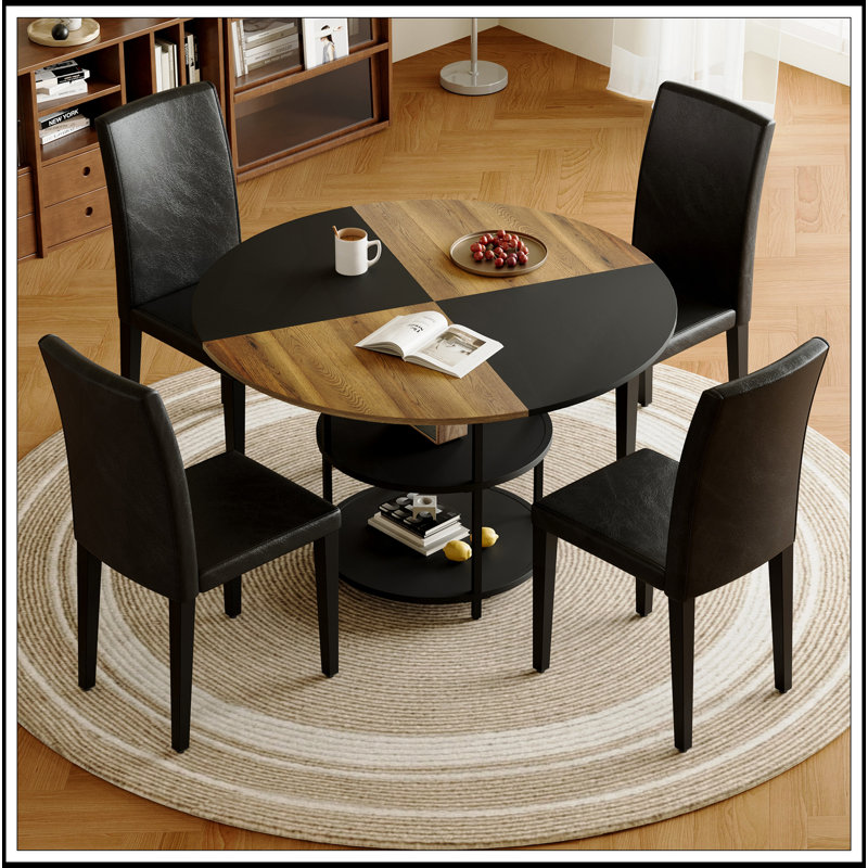 Ensemble de salle à manger polyvalent avec un design élégant et un rangement pratique, 5, Noir