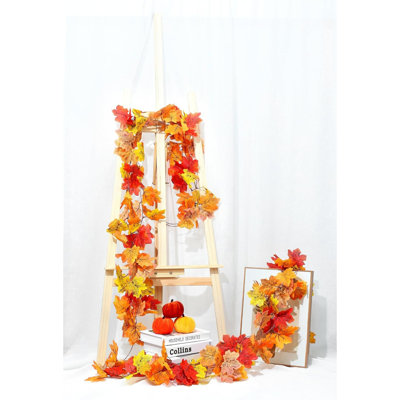 2 Pack Deep Red Autumn Garland 79" Autumn Leaves Garland | Artificial Fake Faux Fall Vine Rattan for Autumn Decorations Home Fall Decor Halloween