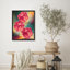 Abstract Dice Framed Wall Art Prints - Red dice with vibrant background, for game room-125212184-125212182
