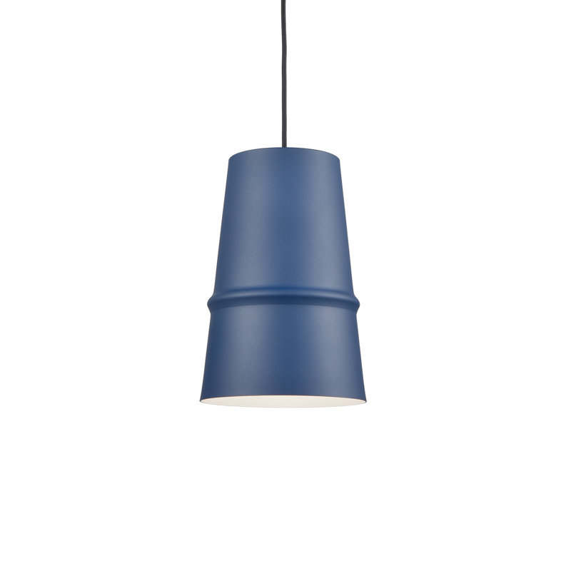 Castor 12" Conical Aluminum Pendant in Indigo Blue with Matte White Interior
