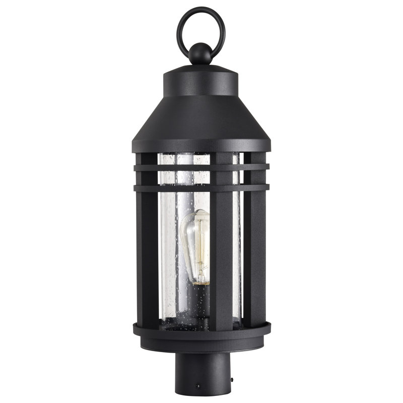 Ablakat - dessus de poteau 1 lumière - noir mat avec verre bullé transparent