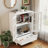 Minimalist Buffet Cabinet With Double Glass Doors And 1 Drawer, Modern Wooden Storage Sideboard Cupboard For Living Room, Dining Room, Hallway-926127841