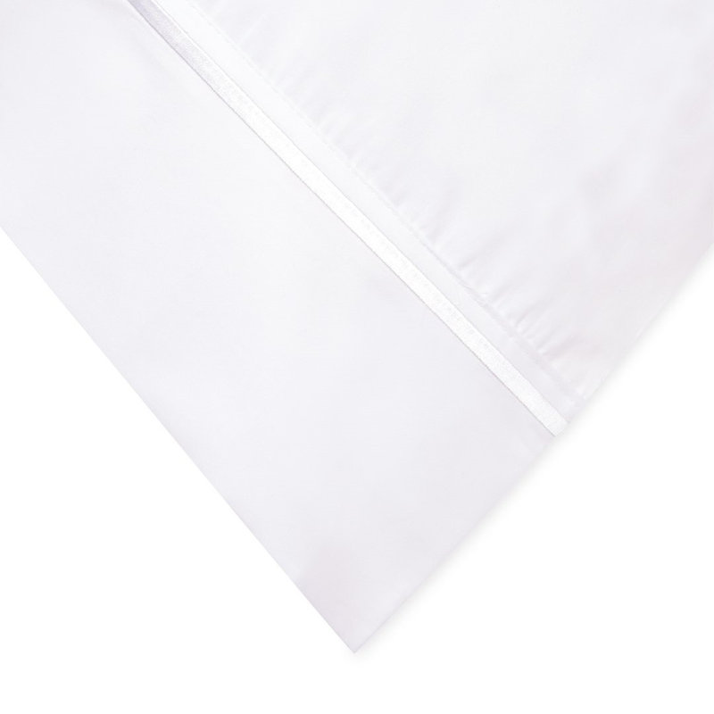 1000 Thread Count Single Stripe Embroidery Sheet Set, White, Cal.King Sheet Set + 1 Fitted Sheet + 2 Pillowcase