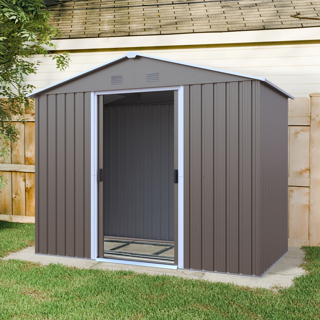 8x4 Metal Outdoor Storage Shed Gray HOA.WWC