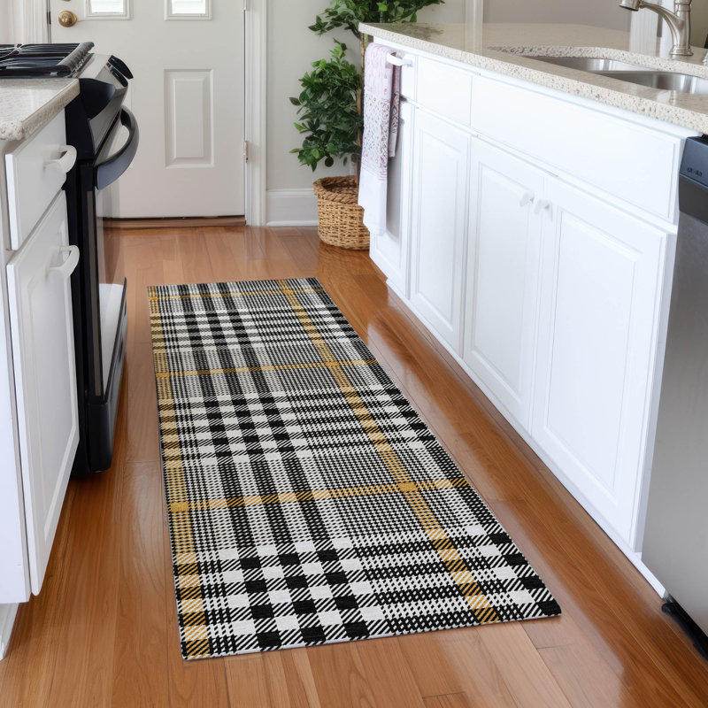 Tapis à carreaux Corry AMF1054 lavable à la machine de qualité supérieure, Tapis de couloir 2 pi 3 po x 7 pi 6 po