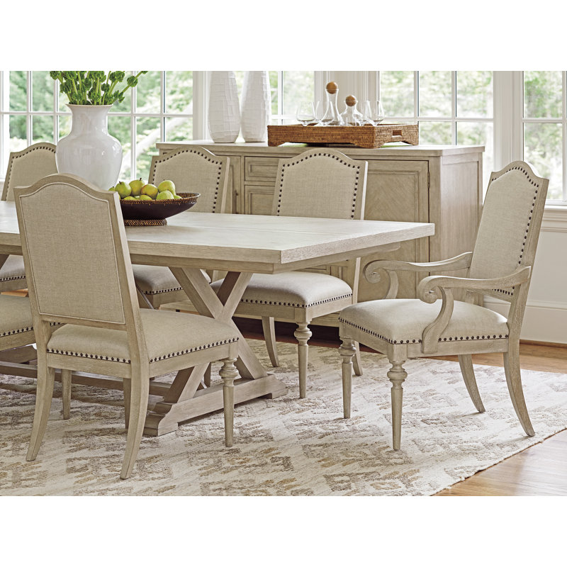 Almeria Upholstered Dining Chair, Linen Beige, Beige