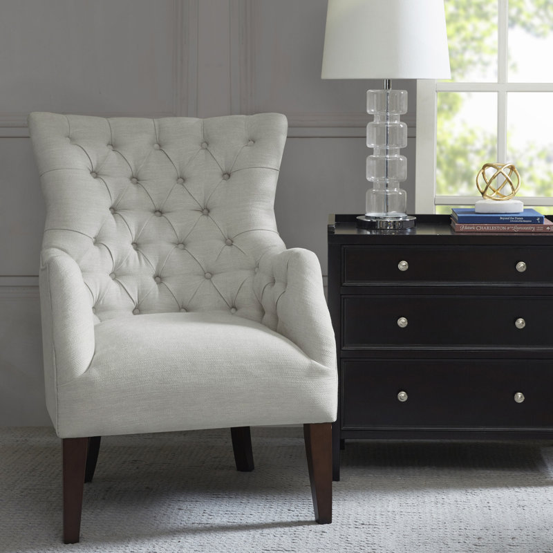 Chaise rembourrée avec fauteuil capitonné, Blanc