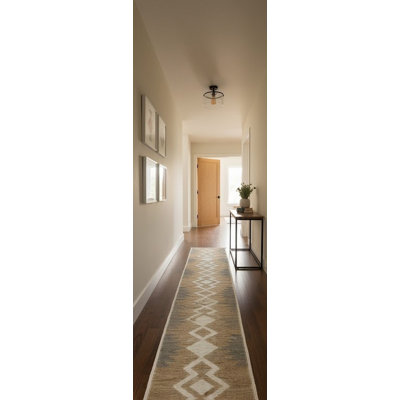 Geometric Handmade Braided  Cream Area Rug