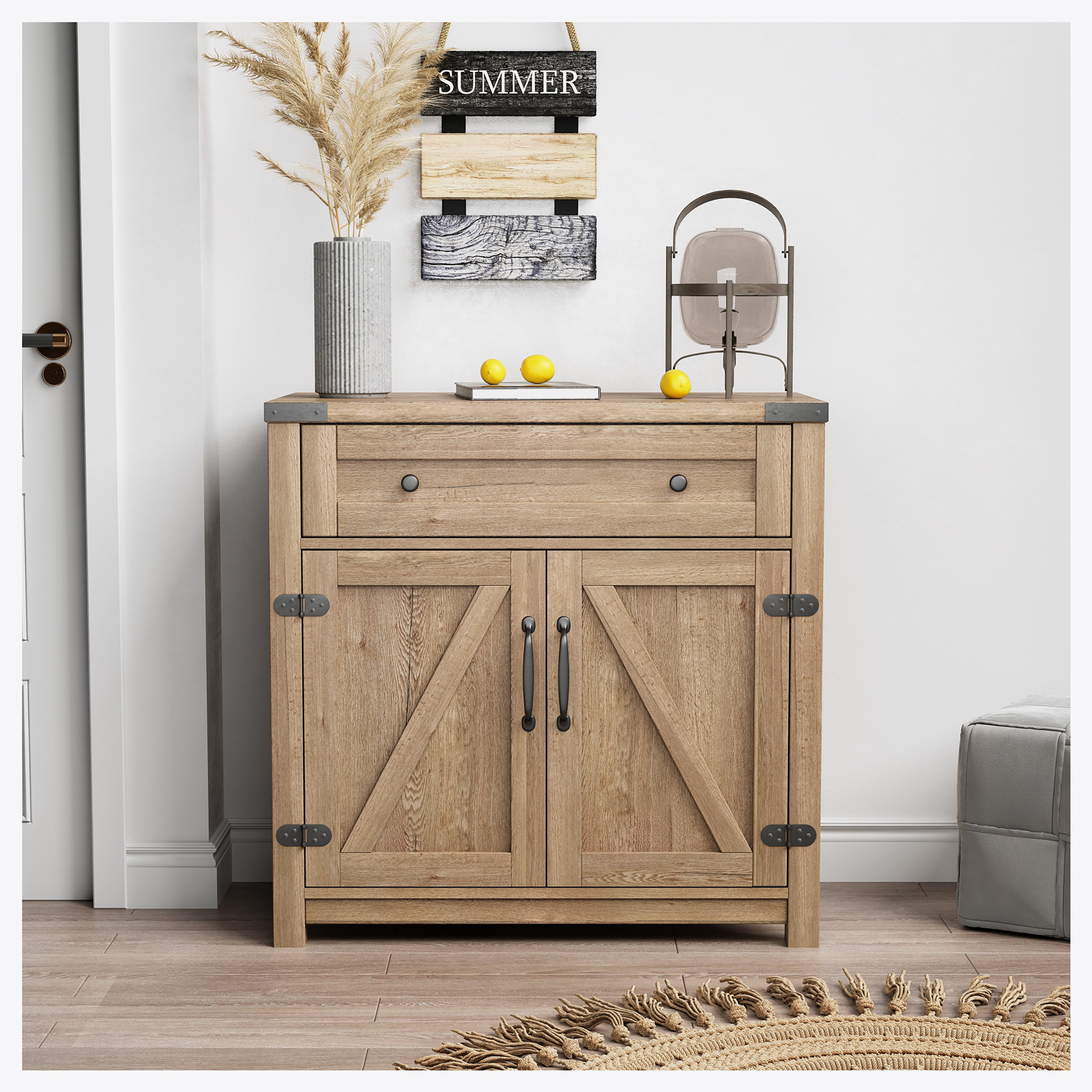 Gracie Oaks Modern Farmhouse Double Barn Door Accent 30 Inch