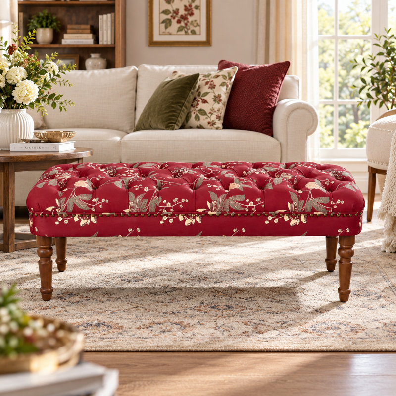Banc capitonné de style européen Pocono, Vin rouge