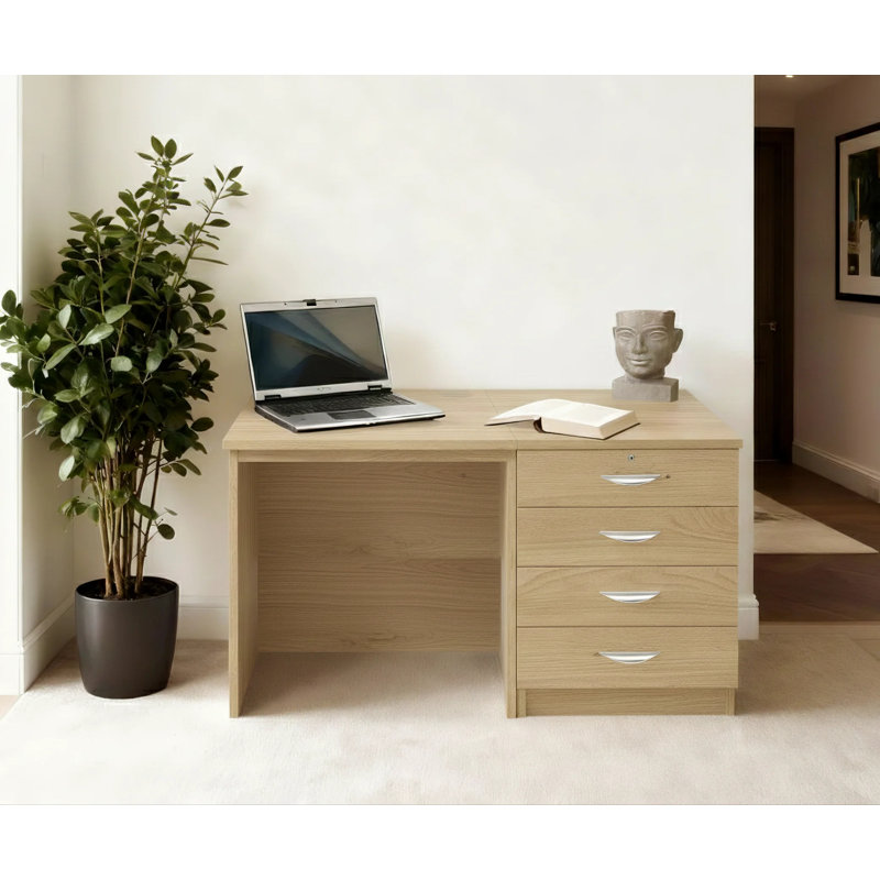 Walshaw Solid Wood Base Writing Desk, Classic Oak