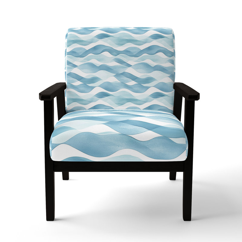 Chaise d'appoint abstraite - Fauteuil bleu Calm, Accoudoirs carrés noirs