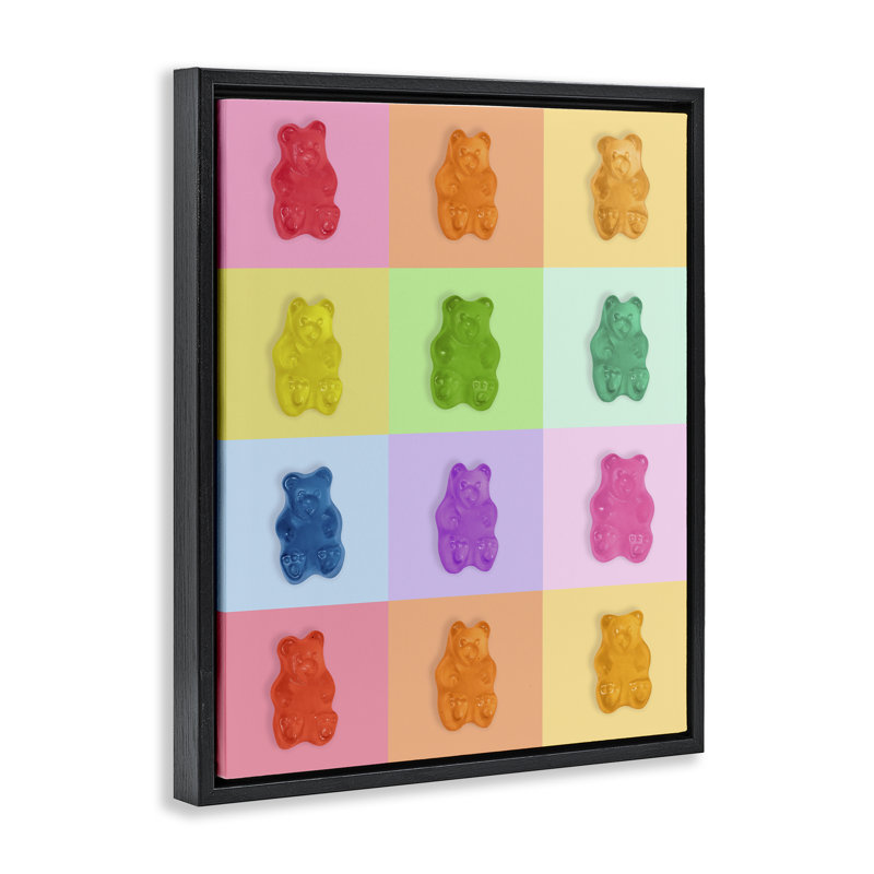 Cadre flottant Rainbow Gummy Bear, 21 x 17, Cadre flottant noir de jais