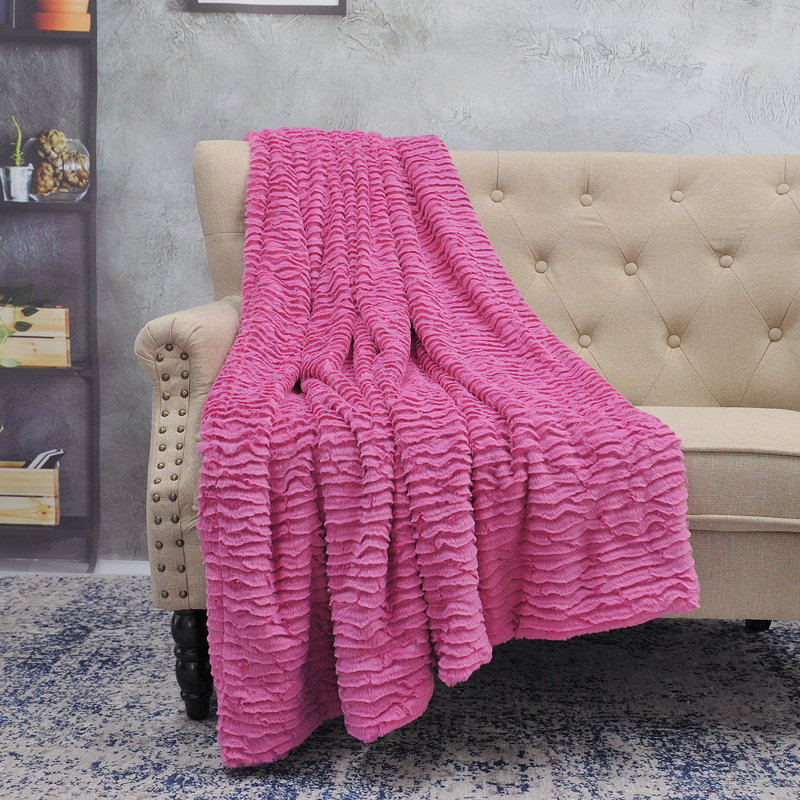 Knitted Throw Blanket, Aurora Pink