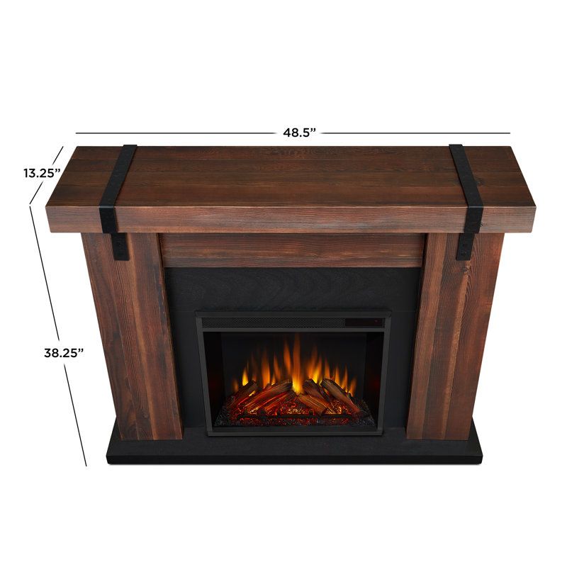 Chestnut Barnwood Free-Standing Electric Fireplace with Mantel
