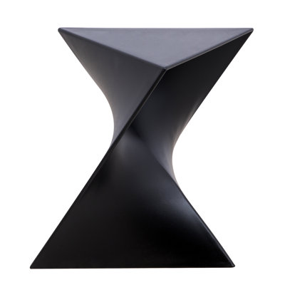 Barthold Modern ABS Plastic Side Table – Curved Geometric Design End Table with Pedestal Base, Living Room Table or Bedroom Nightstand