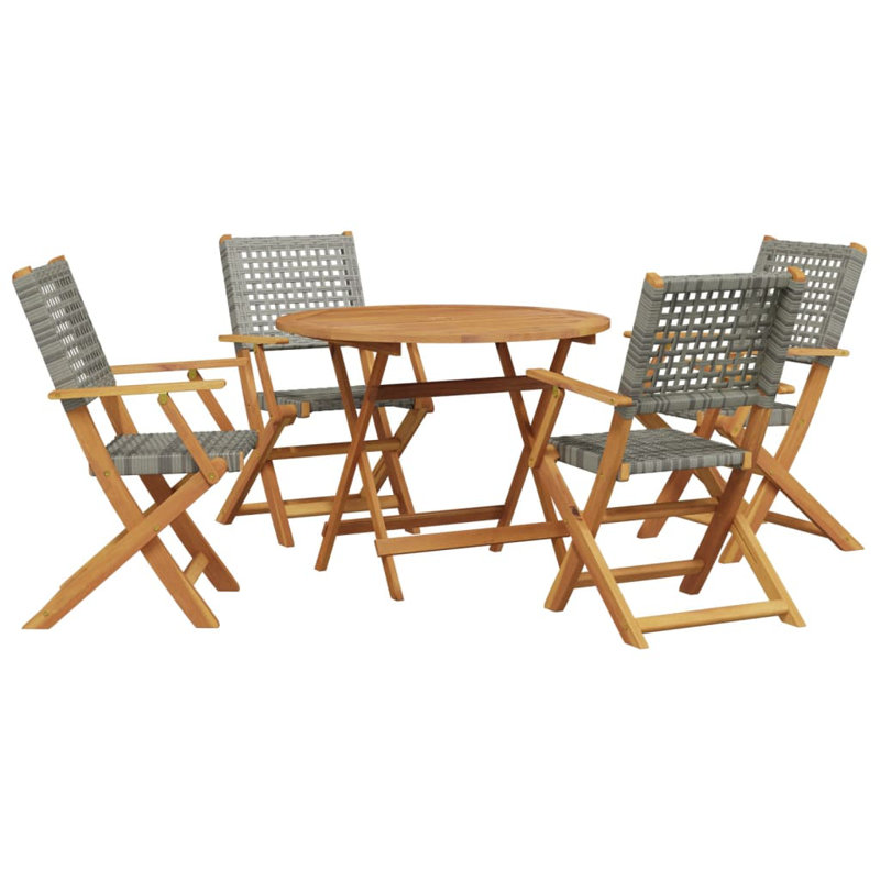4 - Person Wood Patio Dining Set with Round Table , Cushions Included