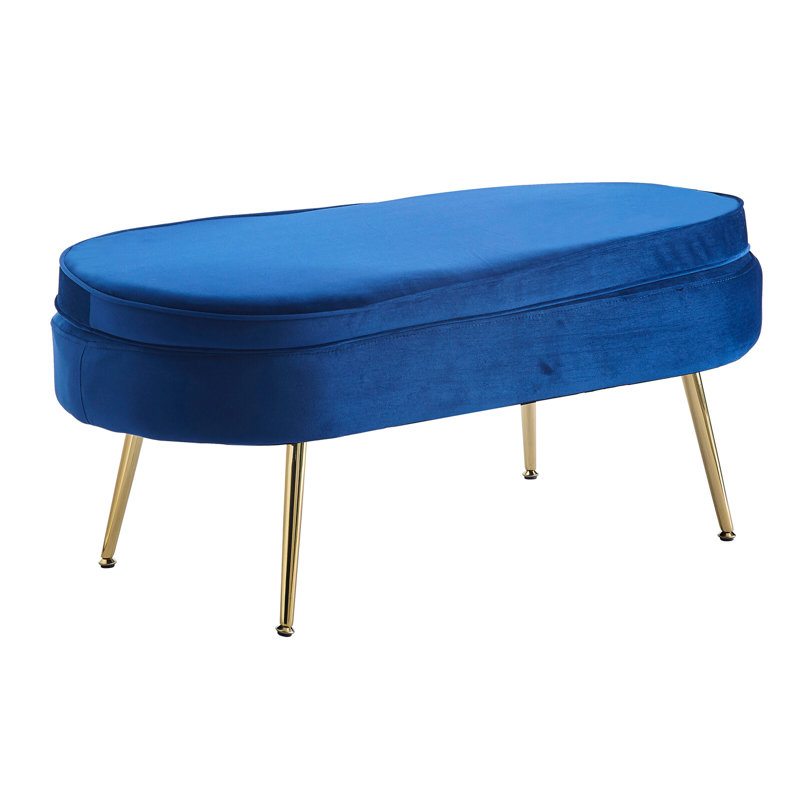 Hiren 99cm Wide Velvet Oval Solid Colour Footstool Ottoman