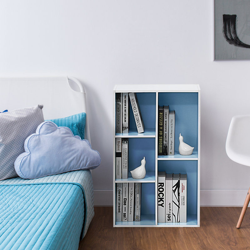 Kaidence Bookcase, White/Light Blue