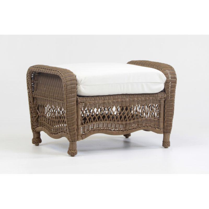 Jerold Wicker Outdoor Ottoman, Canvas Canvas Sunbrella® Canvas