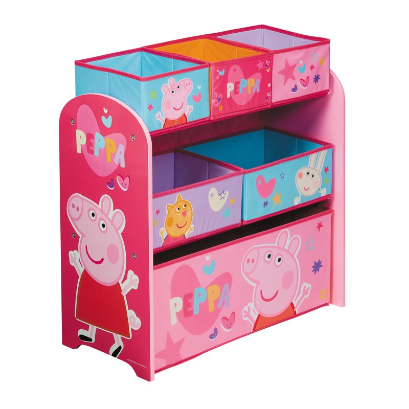 Peppa pig  Wooden Toy Organiser with 6 Storage Bins