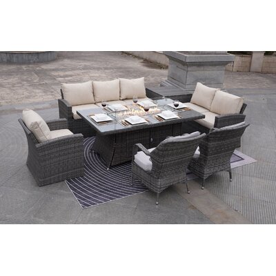 Algird 7 Piece Rattan Sofa Seating Group with Cushions -  Lark Manorâ¢, 14C8C4E046D94C5BA2D63CD03AFF5FB1