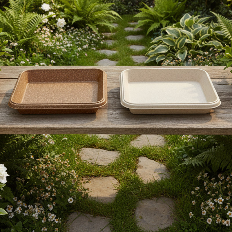 11" Siena Square Tray Shallow Eco-Friendly Asstd - Set Of 4