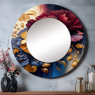 Soha bourgogne et bleu floral bouquet II - décor de miroir mural floral unique