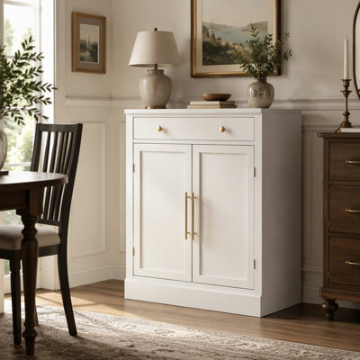 Modern Freestanding Kitchen Pantry with Drawer, 2 Adjustable and 2 Door Shelves, White, Ideal for Storage and Organization