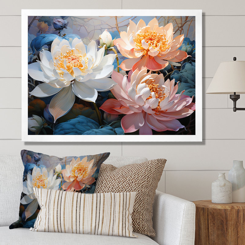 «China Art Graceful Blossoms V», reproduction d'art, Cadre photo noir, H 16 po x l 32 po x P 1 po