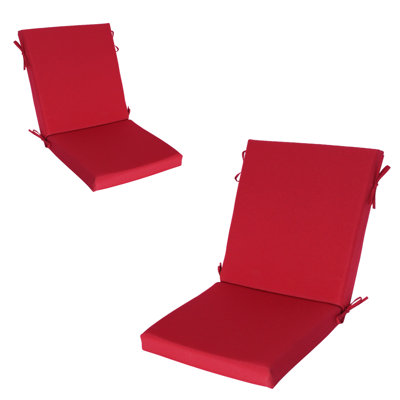 Coussins de chaise de jardin 22 po x 44 po x 3,15 po, ensemble de 2 - Rouge cerise
