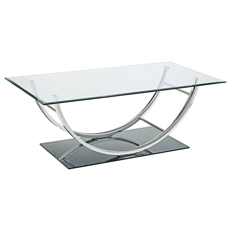 Rectangular U-Shaped Glass Top Coffee Table