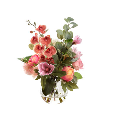 Magnolias, Peonies, and Dahlias in Glass Ball