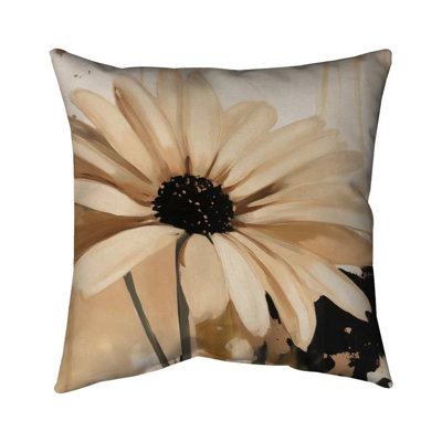 Beautiful Daisy Black Pillow | Contemporary Bedroom – Poly Twill Throw Pillow with Insert, Double-Sided Print
