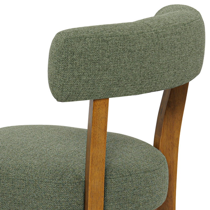 Tabouret de bar 26 po à hauteur de comptoir avec structure en bois massif, Lin vert / cadre brun, 3