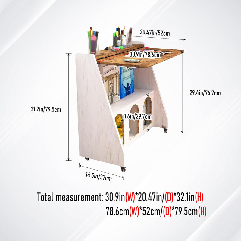 Home Office Desk With Wheels,Multipurpose Mobile Workstation,Rolling Computer Writing Desk With 4 Lockable Wheels And Storage(Rustic Brown)